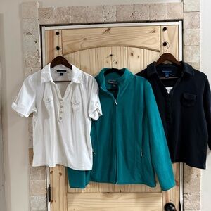 Set of 3 items Karen (ks) Scott White Polo, black polo &  Teal Jacket